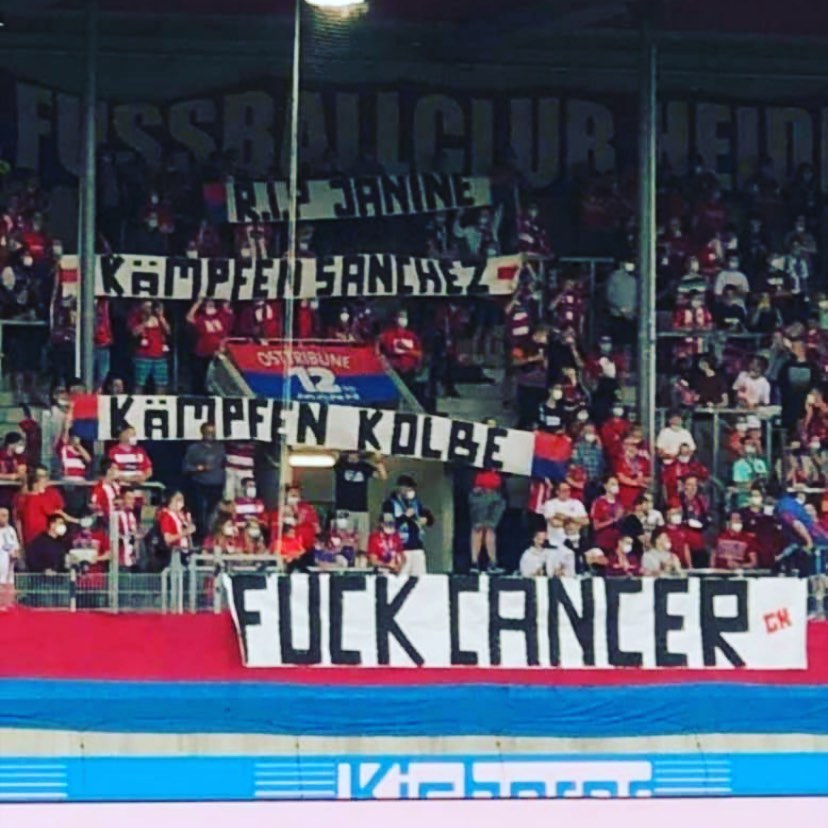 Leute ihr seit alle verrückt ...
#fcheidenheim was für eine Mega Aktion ...

Ein FUCK CANCER BANNER meinen Namen und weitere Betroffene...ihr glaub garnicht was mir das grade bedeutet. 

Da steckt so viel Kraft hinter diesem Banner, die ich grad so sehr brauchen kann.

Auf bald meine Freunde ... heute steht HDH zusammen im Zeichen gegen Krebs .. fuck Cancer FCH Ultras ihr seit der Wahnsinn danke 

Bis bald auf ein kühles Blondes und viel Gesundheit.

#fcheidenheim 

#krebsblogger #krebsisteinarschloch #krebskämpfer #krebskrank #cancer #cancerfighter #lifestyle #lifeisgood #lifeisbeautiful #lifecoaching #lifegoals #lifeofadventure #love #selfie #healthylifestyle #healthy #gesundheit #gesundleben #krank #krankheit #lebensfreude #lebengenießen #lebensqualität #lebedeinleben #lebensmotto #fickdichkrebs #zitate 

Wir sehen uns wieder im Block und dann schrei ich den ganzen Mist von mir 🥰🥰🥰🥰